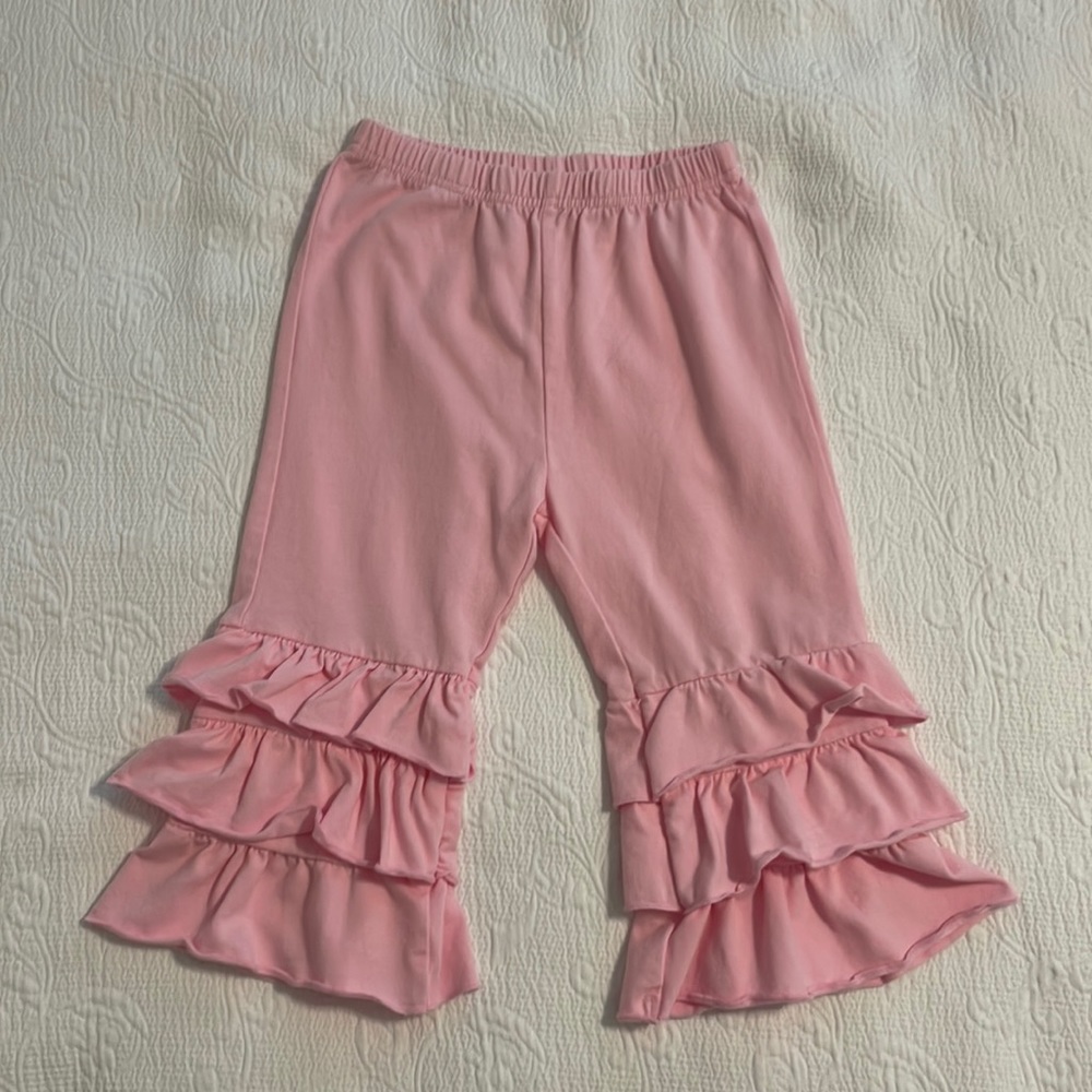 Southern Tots pink ruffle leg capris - Size 8